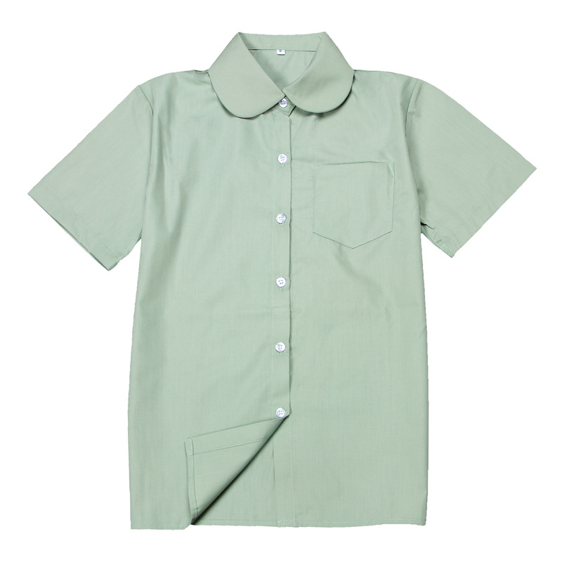 Factory in Stock Wholesale Spring and Summer Japanese Middle School Students Half-round Collar round Neck Short Sleeve Kindergarten JK Uniform White Shirt Opaque