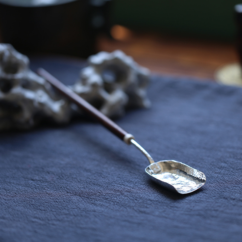 新款日式纯银手工茶铲茶匙茶勺香铲功夫茶道茶具配件批发