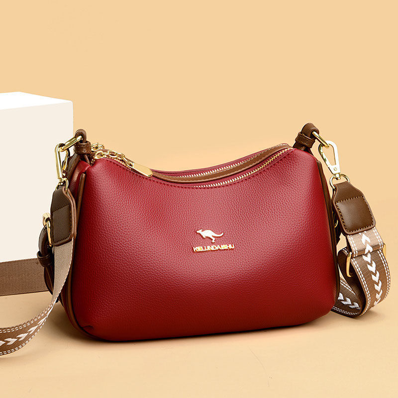 克伦袋鼠牛皮软皮女包2023新款中年女士手提包婆婆斜挎女包-阿里巴巴