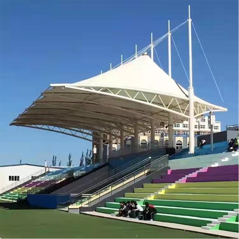 膜结构体育看台 羽毛球场篮球场学校遮阳雨棚膜结构看台景观棚
