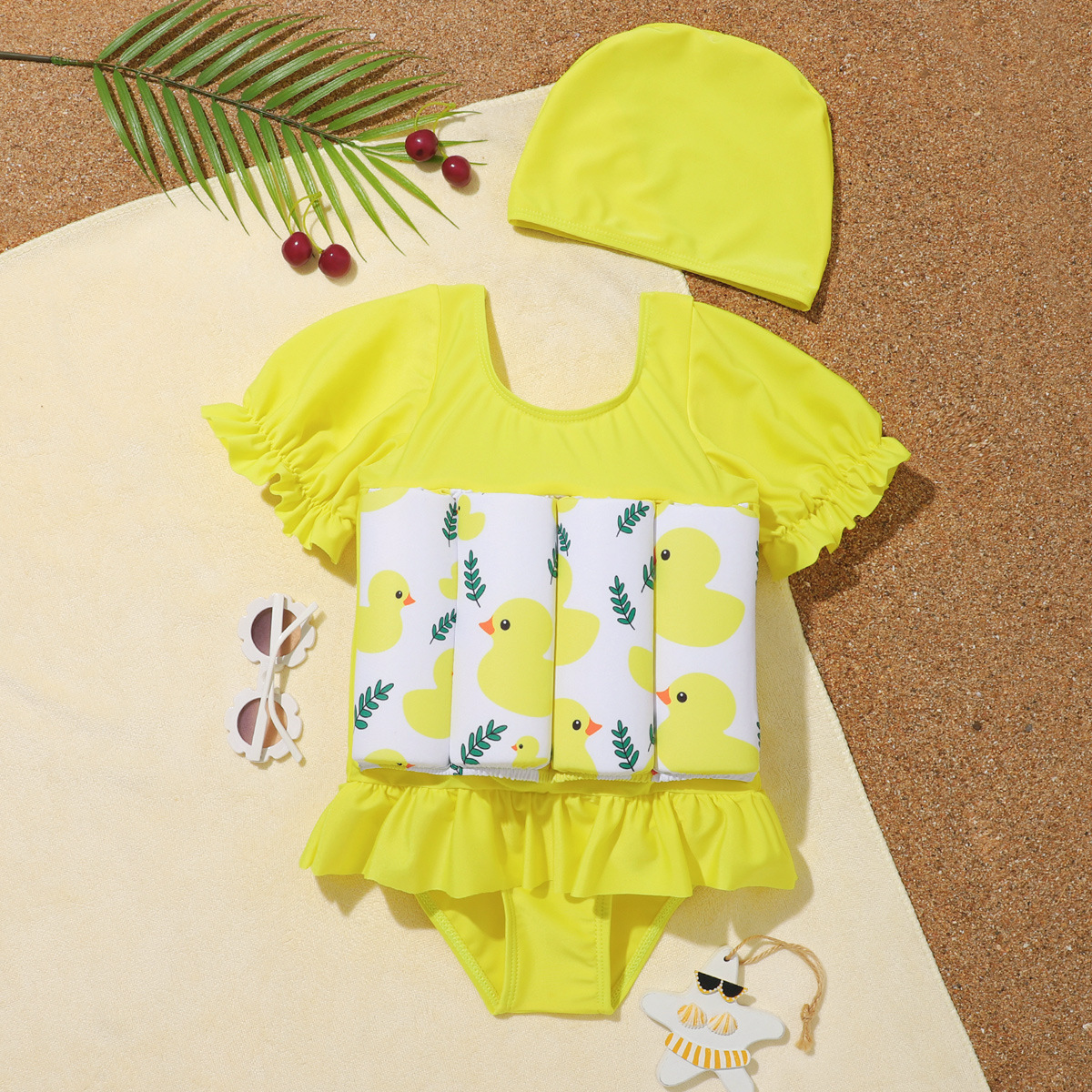 儿童泳衣夏女童游泳衣女孩连体可爱公主裙式小中童温泉泳装 外贸