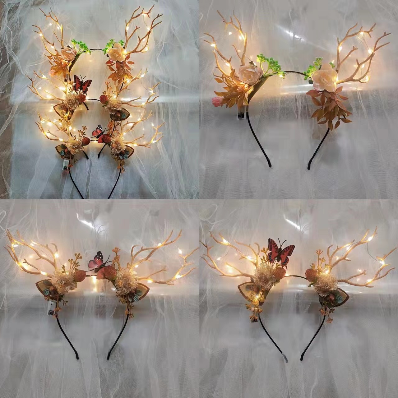 New Christmas Antler Hairband Internet Celebrity Elk Winter Glowing Headdress Christmas Ornament Hairpin Hair Ornaments Hot Sale