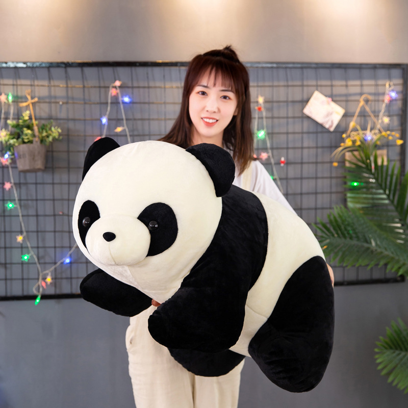 Cute Panda Doll Plush Toys Simulation Lying Style Panda Doll Pillow Stall Decoration with Logo