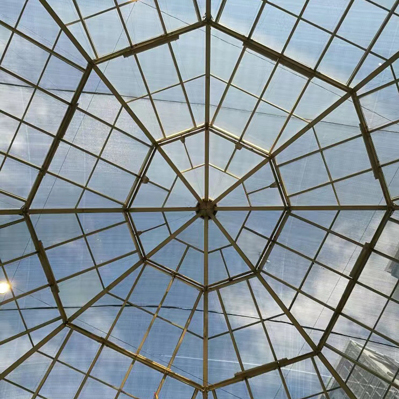 格拉丹大穹顶玻璃建筑工程 酒店餐厅玻璃房 大型钢结构圆形采光顶