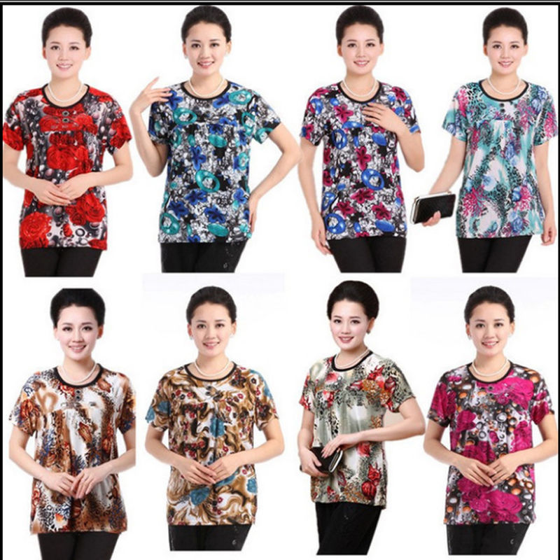 衣服批发地摊货源夏季中老年女装短袖t恤50-65岁穿妈妈装赶集代发