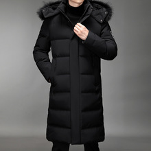 冬装新款男式羽绒服青年韩版时尚长款带帽拉链保暖开衫外套男风衣