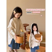 女童卫衣2024秋装新款韩版宝宝洋气时髦中长款上衣小众设计感童装