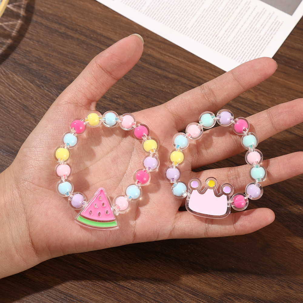Cartoon Children's Bracelet Princess Jelly Color Beaded Cute Girl Baby Bracelet Student Jewelry Bracelet Ornament