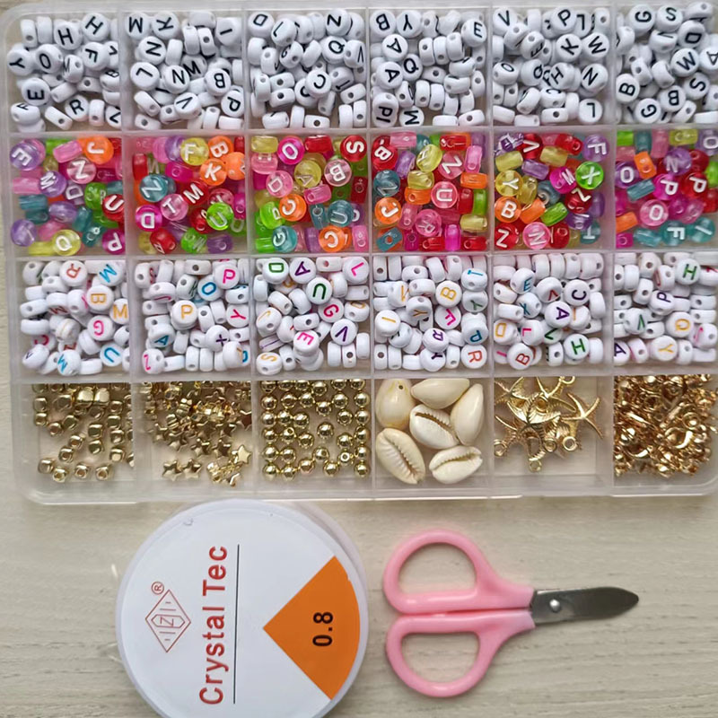 Cross-Border Hot Selling 24 Grid Boxed Solid Color Paint Micro Glass Bead Glass Bead Diy Bracelet Necklace Accessories