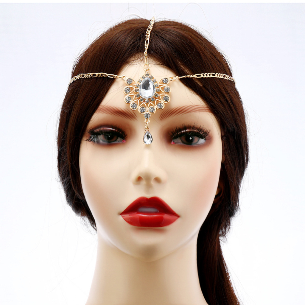 超仙孔雀屏水晶水滴发饰女复古百搭精致拍摄婚礼配饰镶钻宫廷头饰