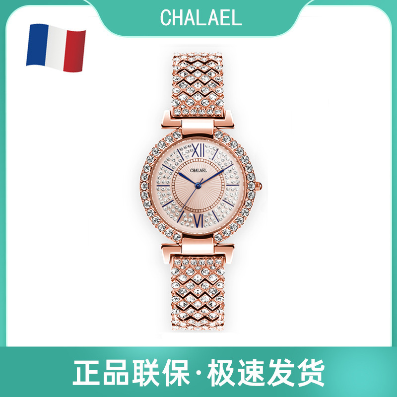 抖音白名单品牌爆款满天星镶满钻现货一件代发现货女士防水手表女