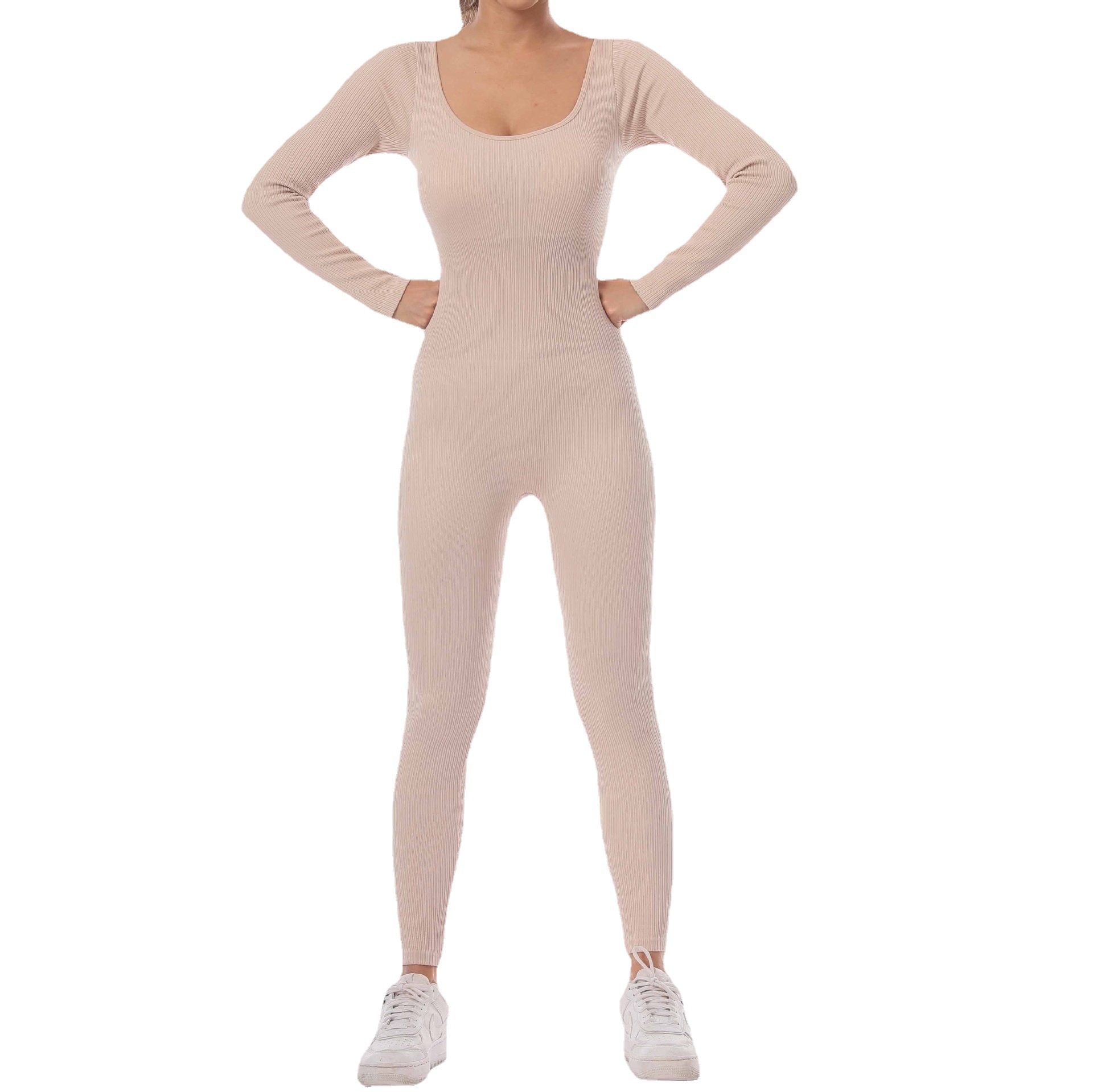 European and American New One-Piece Long Sleeve Quick-Drying Sports Seamless Yoga Bodysuit Tight Fitness Yoga Jumpsuit Women