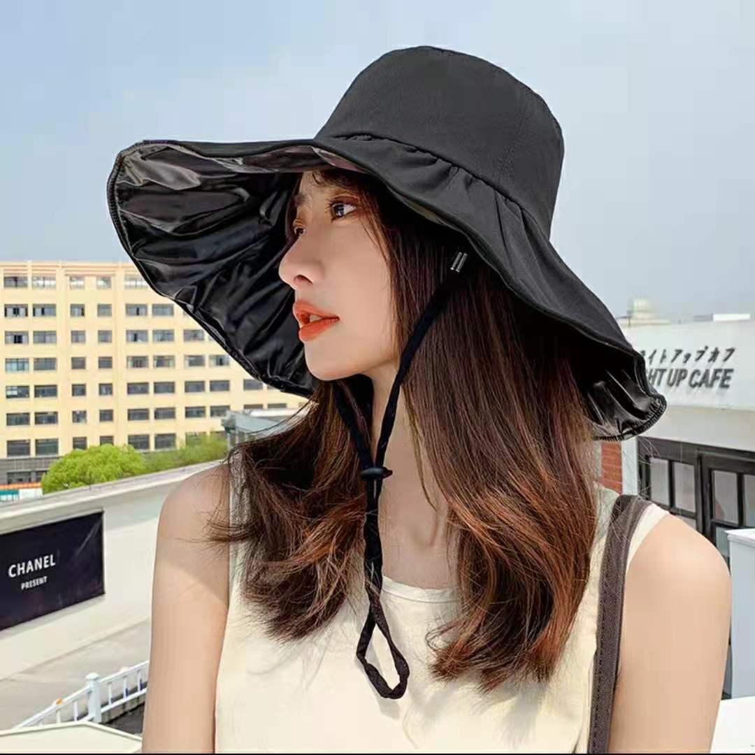 Vinyl Big Brim Fisherman Hat Uv Protection Sun Hat Cover Face Big Brim Foldable Sun Hat Internet Famous Hat