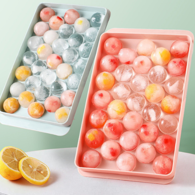 33 Grid Pp Ice Hockey Mould Ice Tray round Ice Hockey Mould Household with Lid Ice Box Ice Candy Artifact