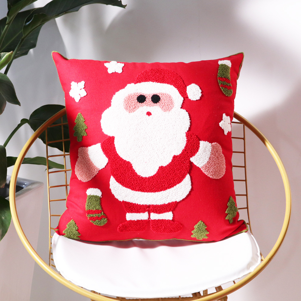 Cross-Border Amazon Christmas Pillow Cushion Cover Christmas Pillow Cover Red and Green Elk Pillow Couch Pillow