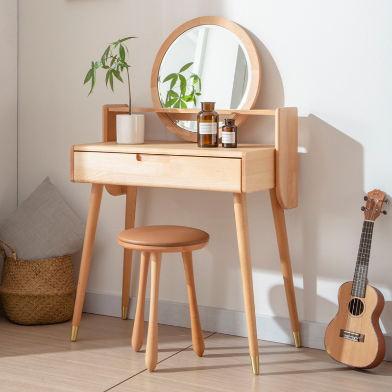 拐角三角梳妆台化妆桌电插座化妆梳出租房小号角落卧室床小型迷你
