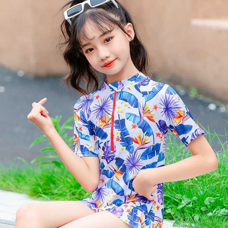 儿童泳衣女童连体裙式速干泳装女款套装小宝宝游泳衣温泉沙滩泳衣