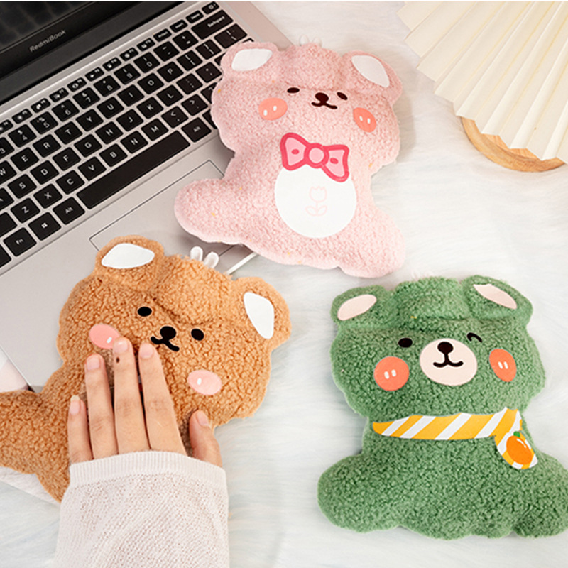 Winter New Cartoon Plush Hot Water Injection Bag Mini-Portable Teddy Plush Hand Warmer Student Cute Heating Pad