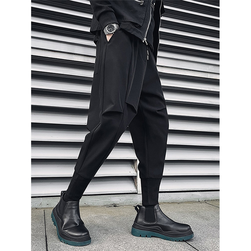 春秋季休闲西裤男搭配马丁靴的裤子新款休闲裤哈伦束脚裤潮牌男