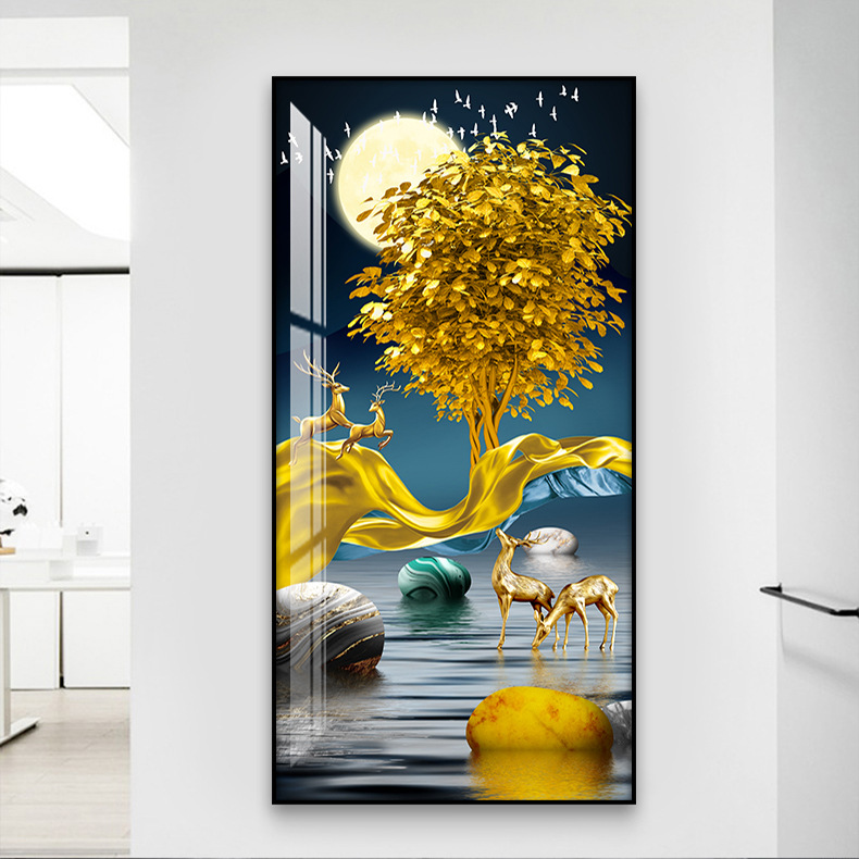 Nordic Crystal Porcelain Home Entrance Painting Vertical Version Corridor and Aisle Mural Background Wall Modern Minimalist Floating