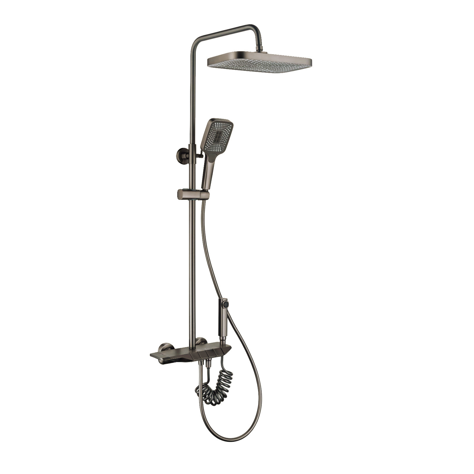 定制淋浴花洒套装卫生间枪灰色钢琴按键航母恒温沐浴增压淋雨顶喷