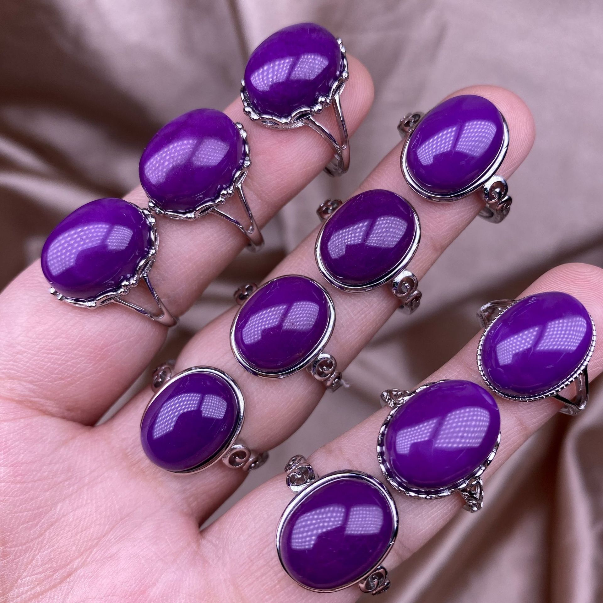 紫云母戒指戒面干净无杂品质好性价比高批发零售拉人气女款首饰