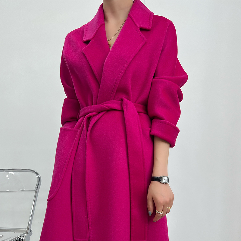 本命双面呢大衣女士中长款2023秋冬新款宽松100%纯羊毛毛呢外套