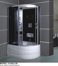 弧扇形蒸汽按摩淋浴房混合功能带电脑控制灰色玻璃高底盆