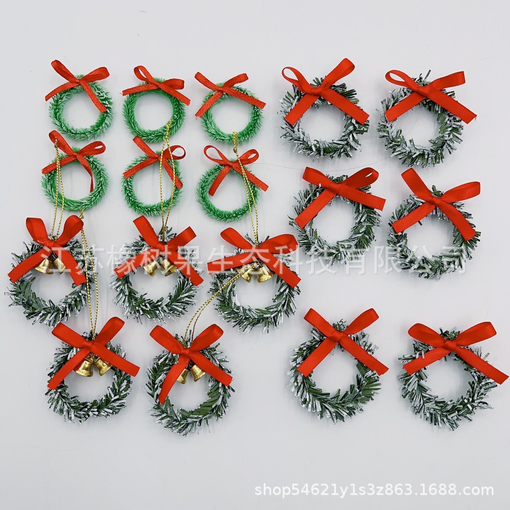跨境新品 圣诞节丝带铃铛迷你小花环 商场店铺节庆装饰用品-阿里巴巴