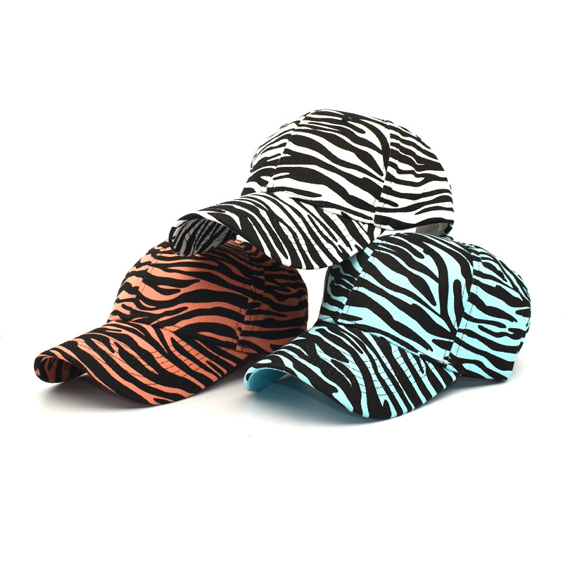 New Zebra Print Baseball Cap Cotton Foreign Trade Fashion Peaked Cap Outdoor Sun Hat Couples' Cap Tide