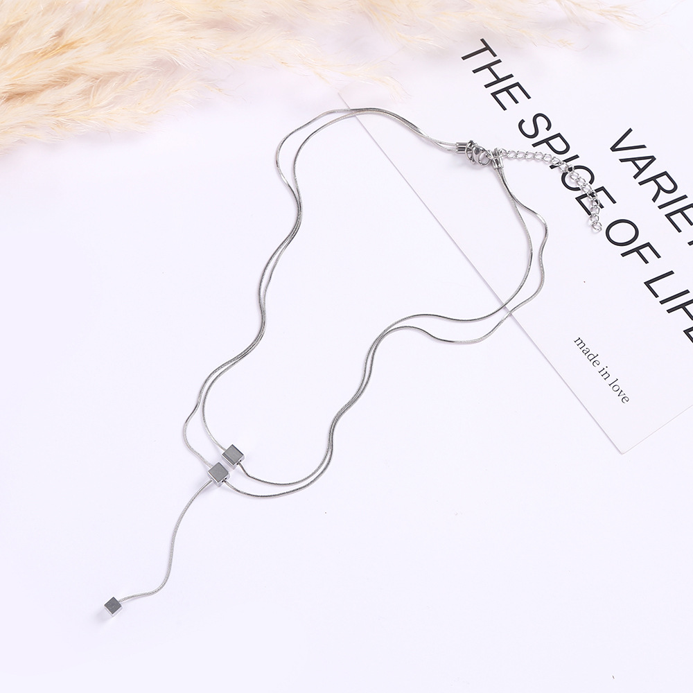 New Cold Temperament Necklace Trending Unique Street Simplicity Neutral Necklace Double Layer Decorative Chain Accessories