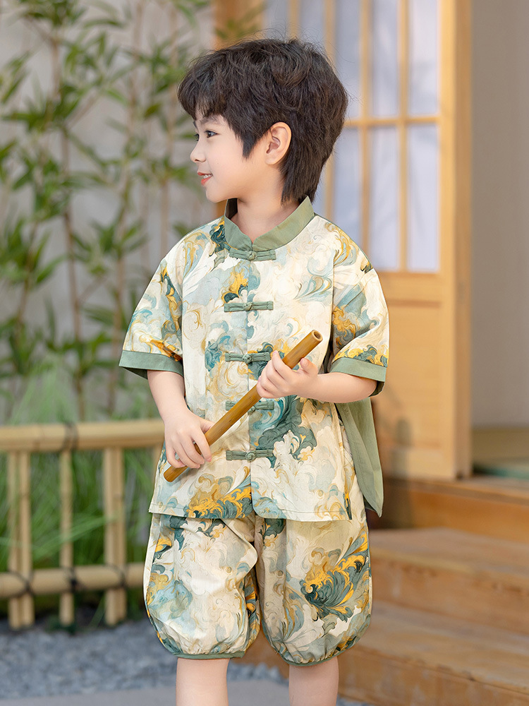 唐装演出男孩新款套装新款装演儿童中式夏装国风古装夏汉服中国男