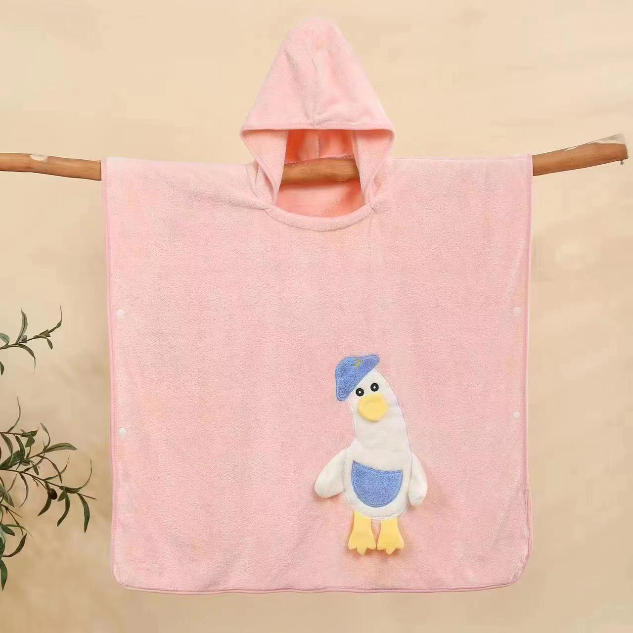 Bath Towel for Children Hooded Cloak Cartoon Cute Thickening Absorbent Wearable Coral Fleece Hooded Bath Towel for Children Bathrobe