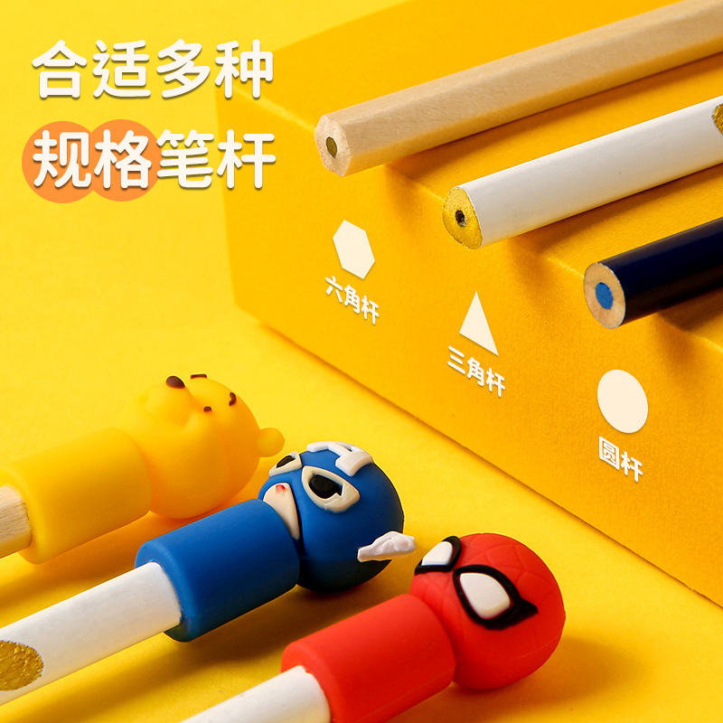 Plastic Cap of a Pen Soft Glue Children Cartoon Pen Sleeve Pooh Bear Cute Pencil Cover Marvel Pencil Cap Cap of a Pen Wholesale