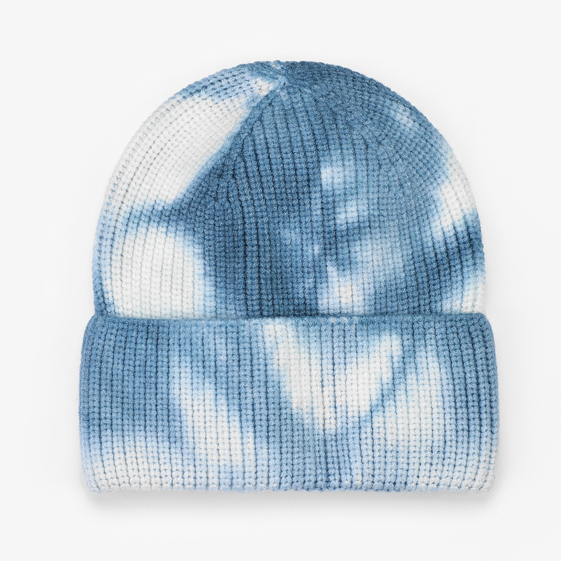 Cross-Border Gradient Color Tie-Dye Knitted Hat Outdoor Sports Mountain Climbing Trendy Thickening Earflaps Slipover Warm Wool Hat