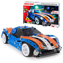 Meccano遥控蓝色跑车启蒙拼装赛车多功能零件益智组装玩具