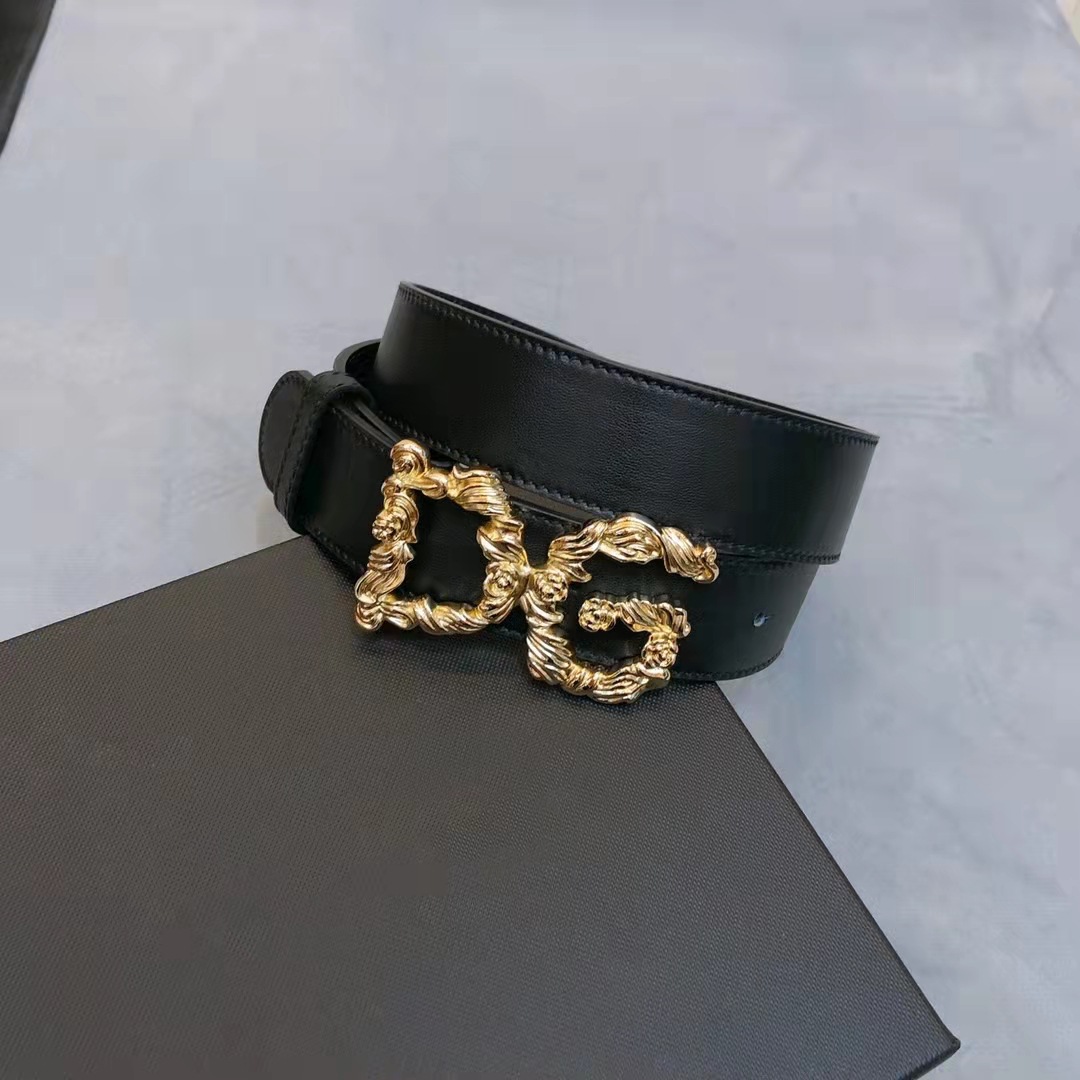 dg字母女士腰带 真皮牛皮 经典字母金属扣 3.0精品女士皮带