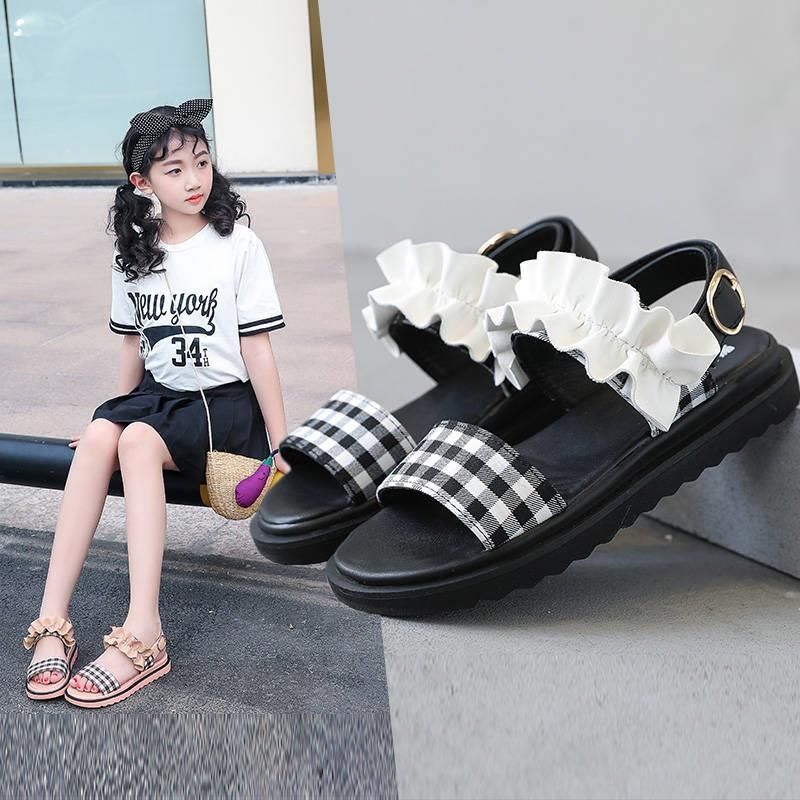 后魔术贴女童凉鞋新款一鞋两穿儿童凉鞋小学生时尚女孩中大童凉
