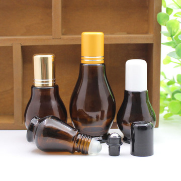 走珠瓶子10 20 30 50ml茶色单葫芦玻璃瓶分装瓶钢珠玻璃珠滚珠瓶-阿里