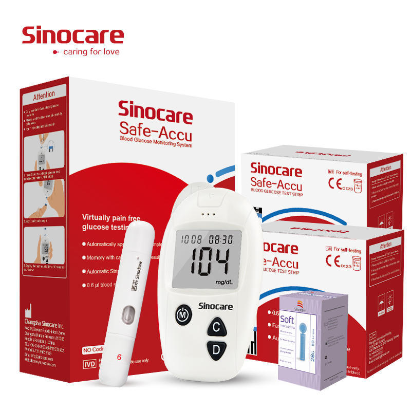 家用精准血糖仪sinocare safe accu blood glucose meter英文出口