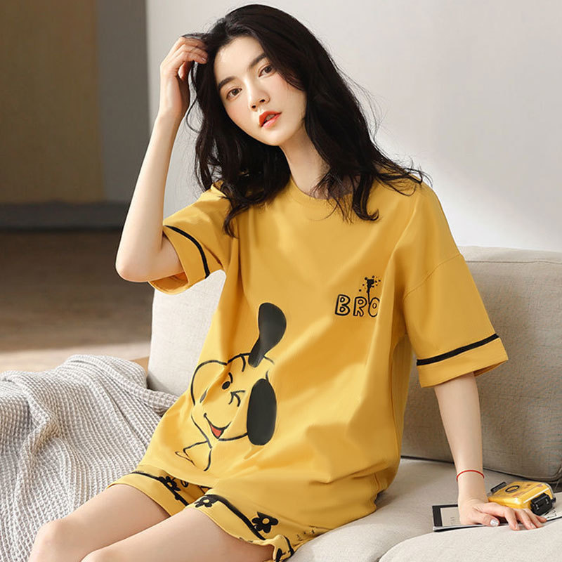 Southeast Asia Hot Sale Foreign Orders Wholesale Pajamas Women's Summer Cartoon Cute Korean Short-Sleeved Shorts Homewear Suit Women