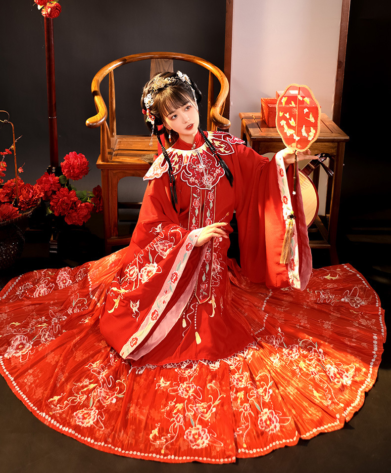 花琼韵汉服女宋制云肩婚服全套中式凤冠重工刺绣花嫁古风新娘服