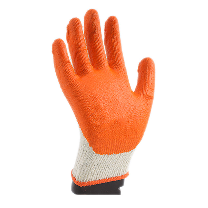 Cotton Thread Latex Gloves Construction Site Adhesive Wear-Resistant Non-Slip Gloves Breathable Cotton Thread Rubber Coated Gloves Thickening and Wear-Resistant Gloves