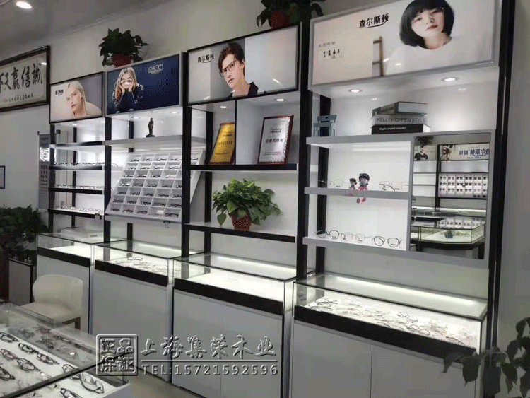 眼镜展示柜眼镜店货架柜台展柜定制玻璃中岛柜多层格子陈列柜台