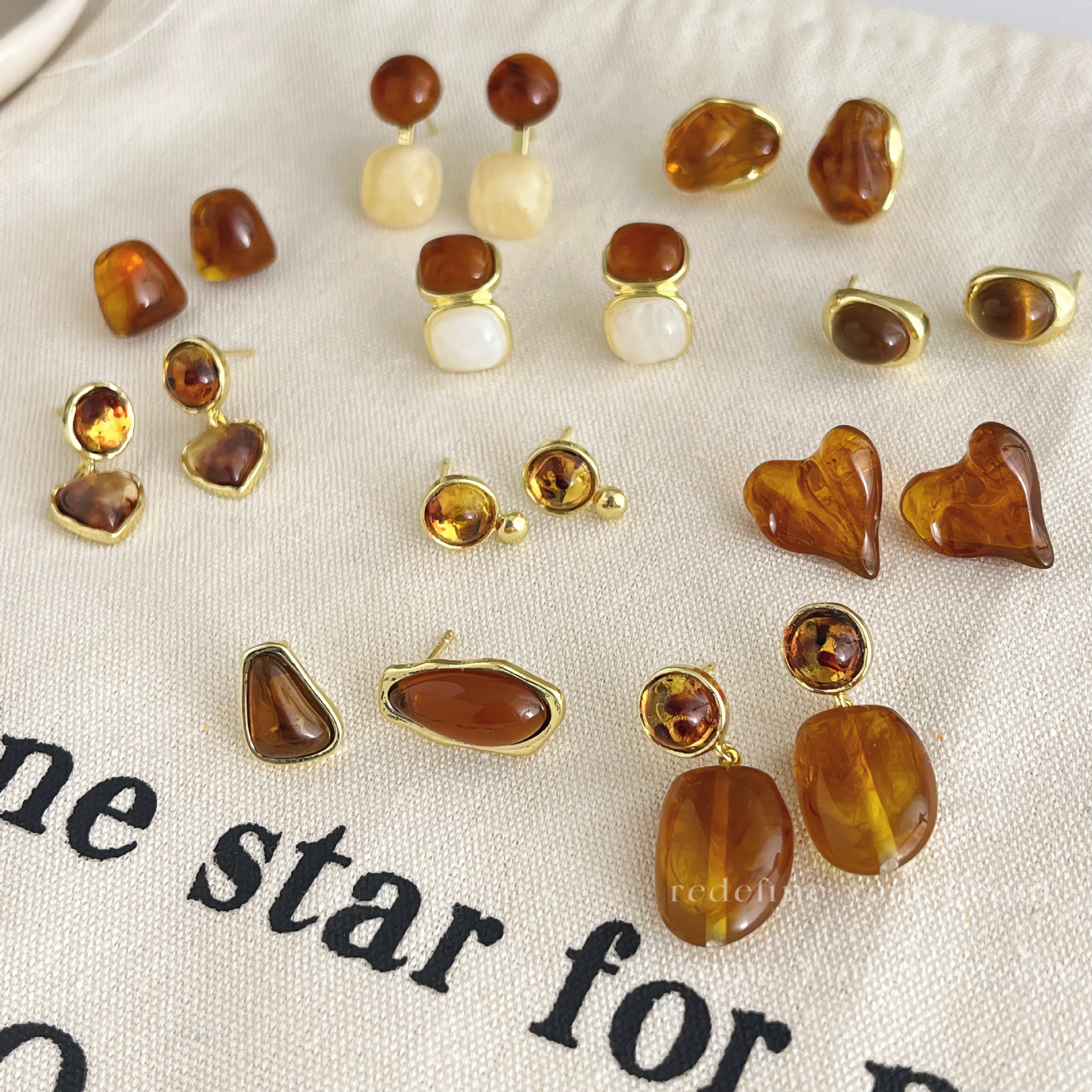 maillard style 925 pin stud earrings women‘s high-grade earrings spring and summer elegance retro amber pearl niche