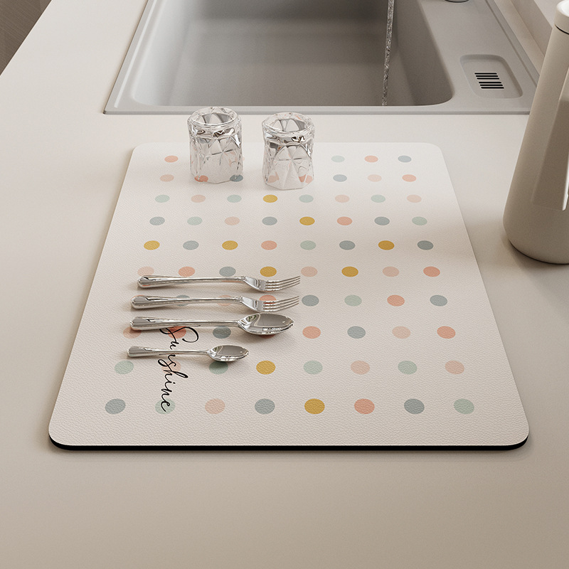 Cream Style Kitchen Water Draining Pad Countertop Hydrophilic Pad Disposable Dish Drying Mat Bar Counter Diatom Ooze Heat Insulation Coaster