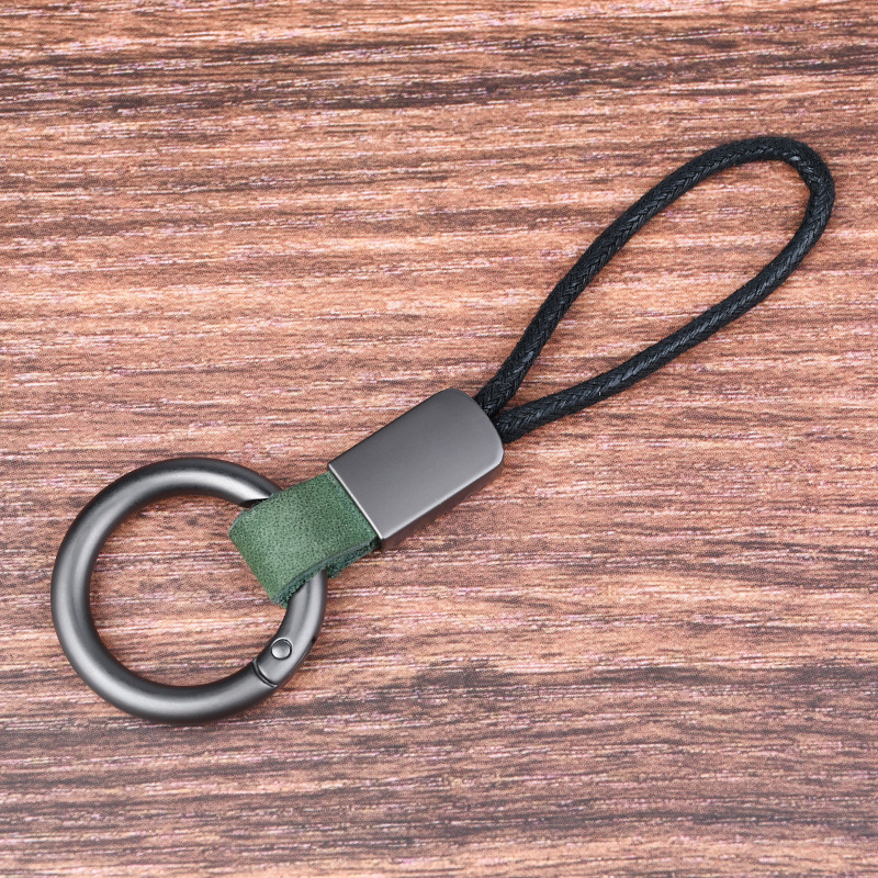Creative Wax Rope Car Key Ring Genuine Leather Vegetable Tanning Leather Broken Ring Man Waist Mounted Anti-Lost Key Pendant Gift