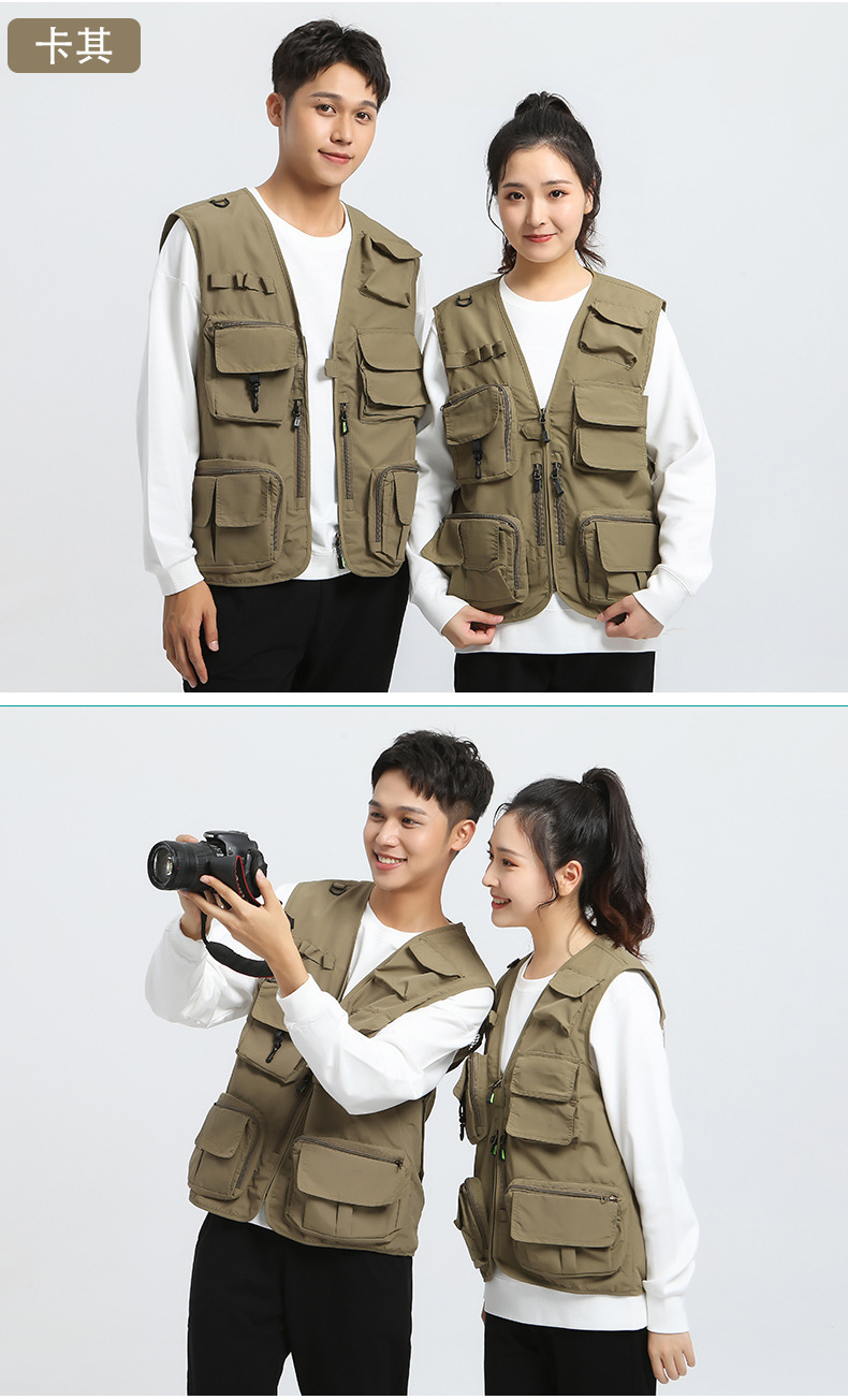 定制马甲印logo字工装背心马甲工装风摄影师工作服上衣多口袋马甲