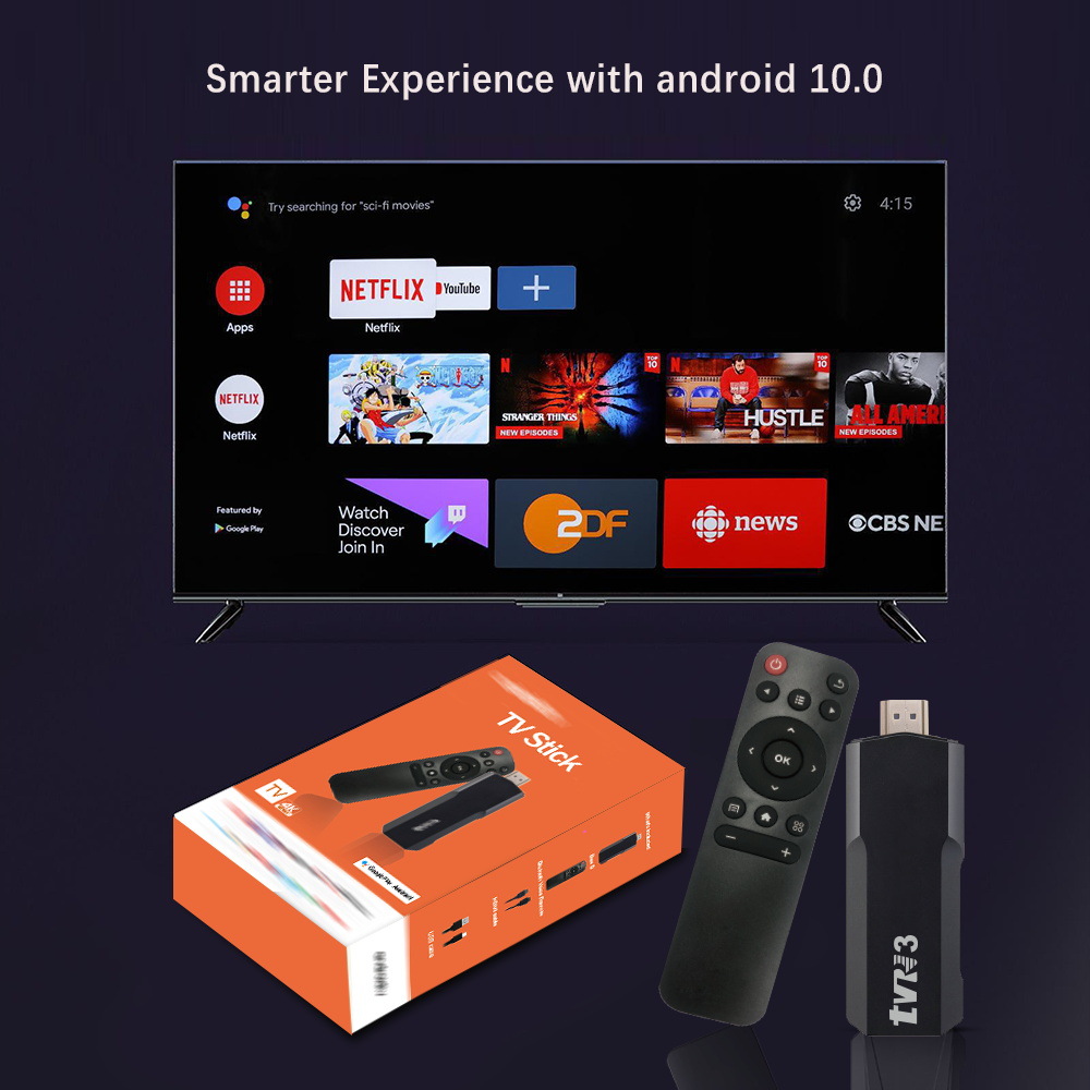 Tv3 Android TV Box TV Box Android 10 Cross-Border 4K Hd Bluetooth Stik Network Player