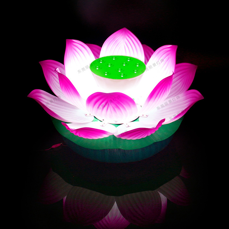 led荷花灯水上水池塘莲花景观灯带杆发光荷花灯公园景区亮化装饰